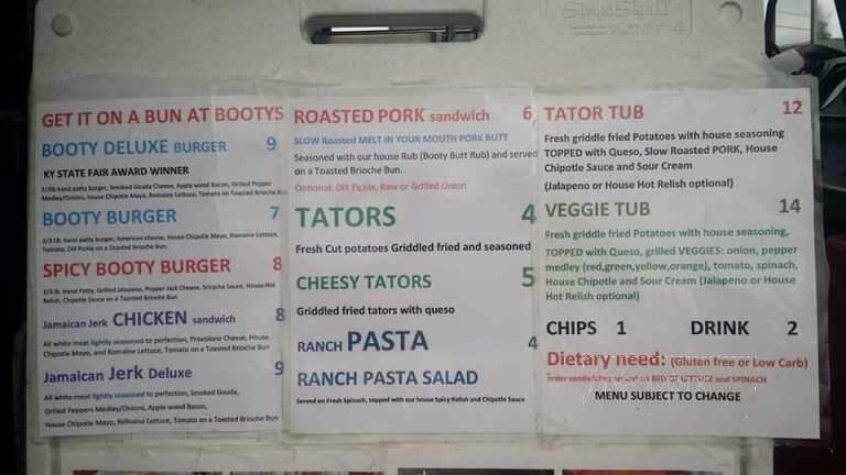 Get It On A Bun At Booty's - New Albany, IN menu_pic