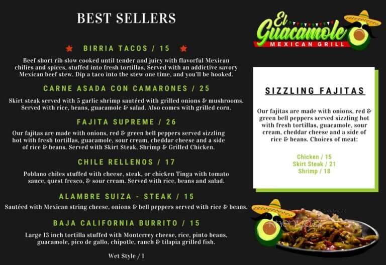 El Guacamole Mexican Grill - Pine Plains, NY menu_pic
