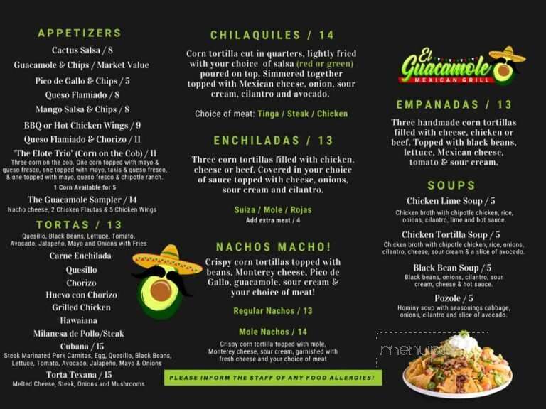El Guacamole Mexican Grill - Pine Plains, NY menu_pic