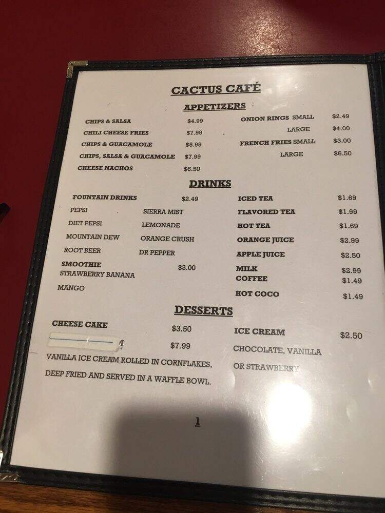 Cactus Cafe - Carlsbad, NM menu_pic