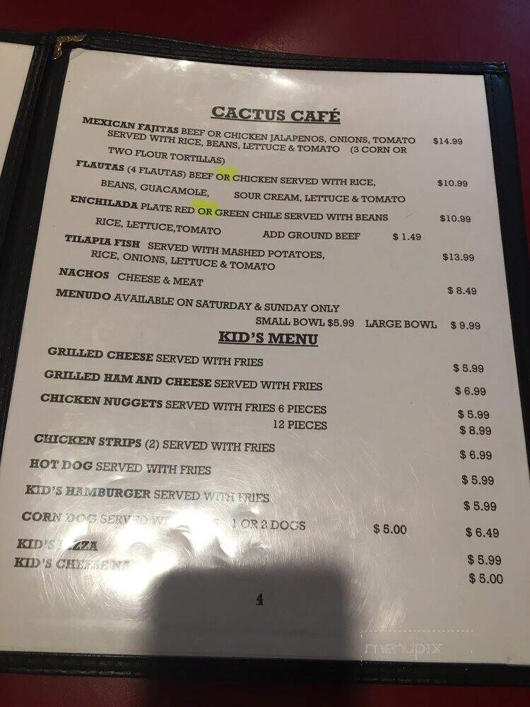 Cactus Cafe - Carlsbad, NM menu_pic