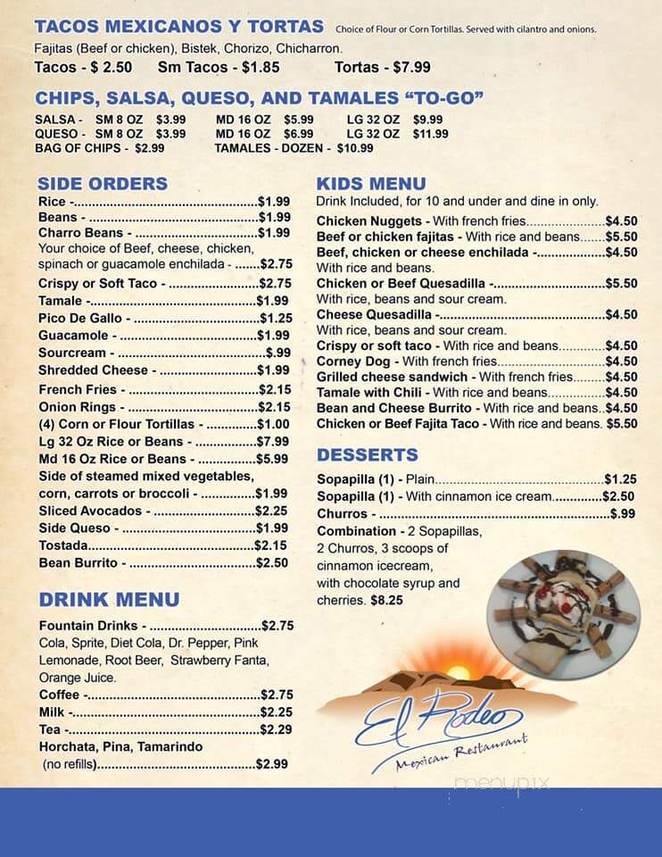 El Rodeo - Lavon, TX menu_pic