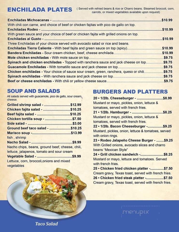 El Rodeo - Lavon, TX menu_pic