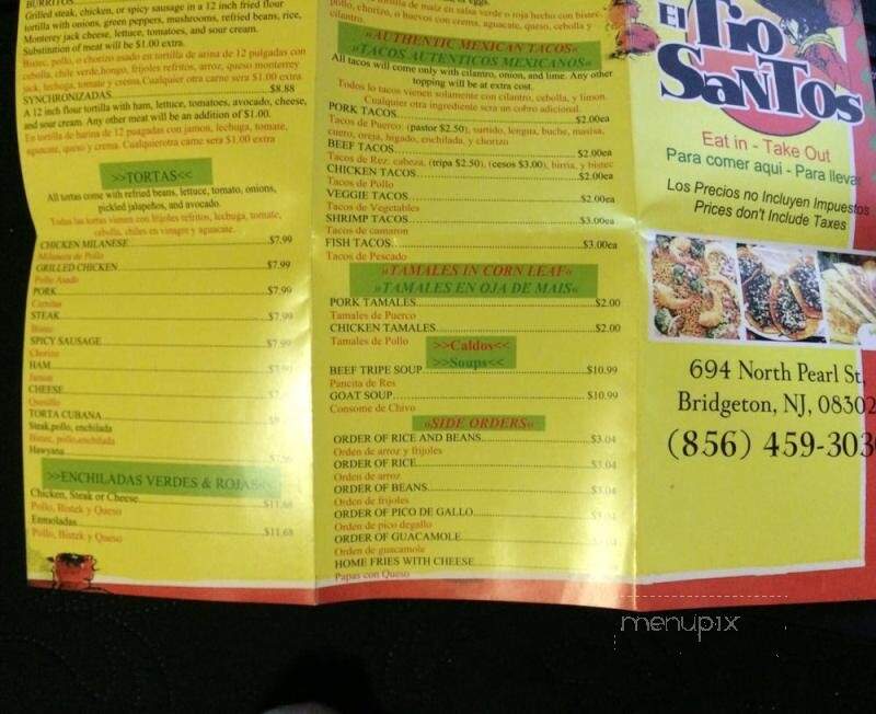 Tio Santos Restaurant - Bridgeton, NJ menu_pic