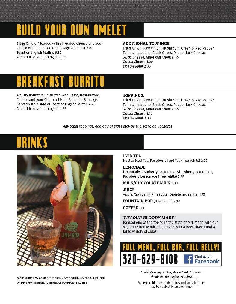 Chubby's Sports Bar and Grill - Pine City, MN menu_pic