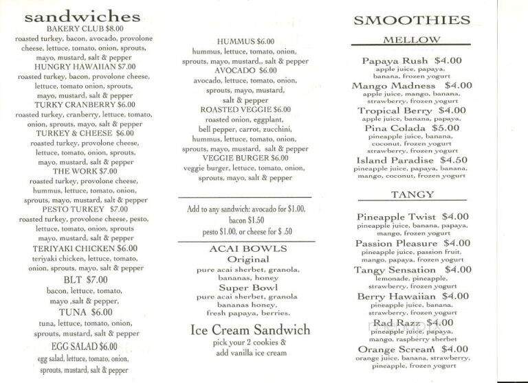 Waialua Bakery - Haleiwa, HI menu_pic