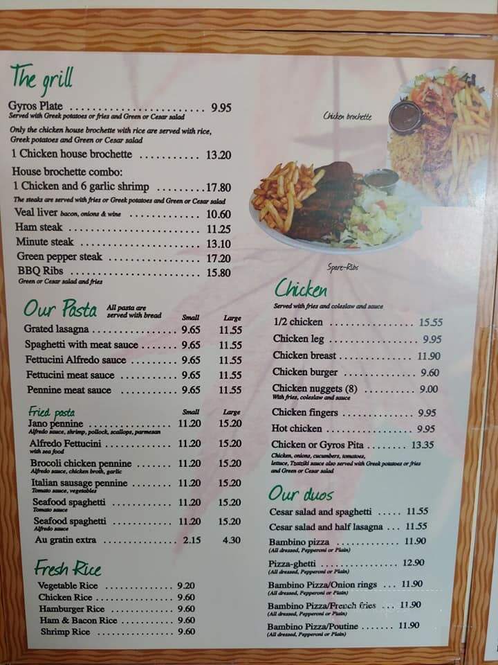 Restaurant Des erables - Foster, QC menu_pic