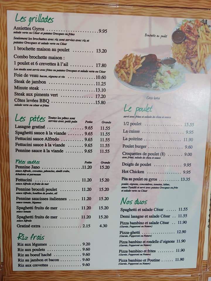 Restaurant Des erables - Foster, QC menu_pic