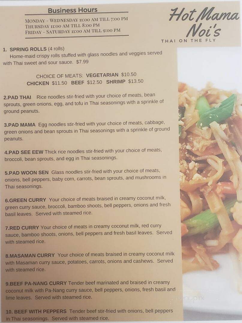 Hot Mama Nois Thai On The Fly - Pickering, ON menu_pic