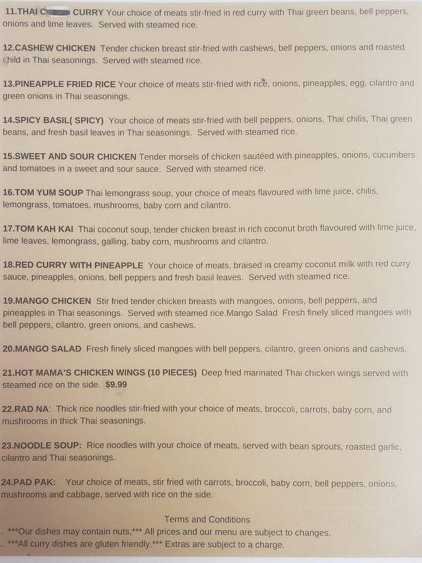 Hot Mama Nois Thai On The Fly - Pickering, ON menu_pic