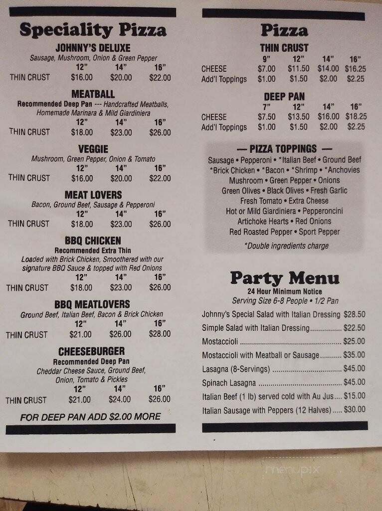 Johnny's Pizza - Kankakee, IL menu_pic