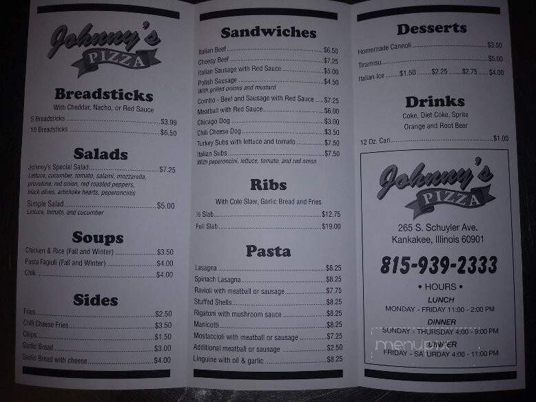 Johnny's Pizza - Kankakee, IL menu_pic