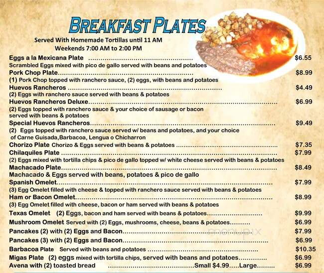 Elizabeth's Mexican Restaurant - San Antonio, TX menu_pic