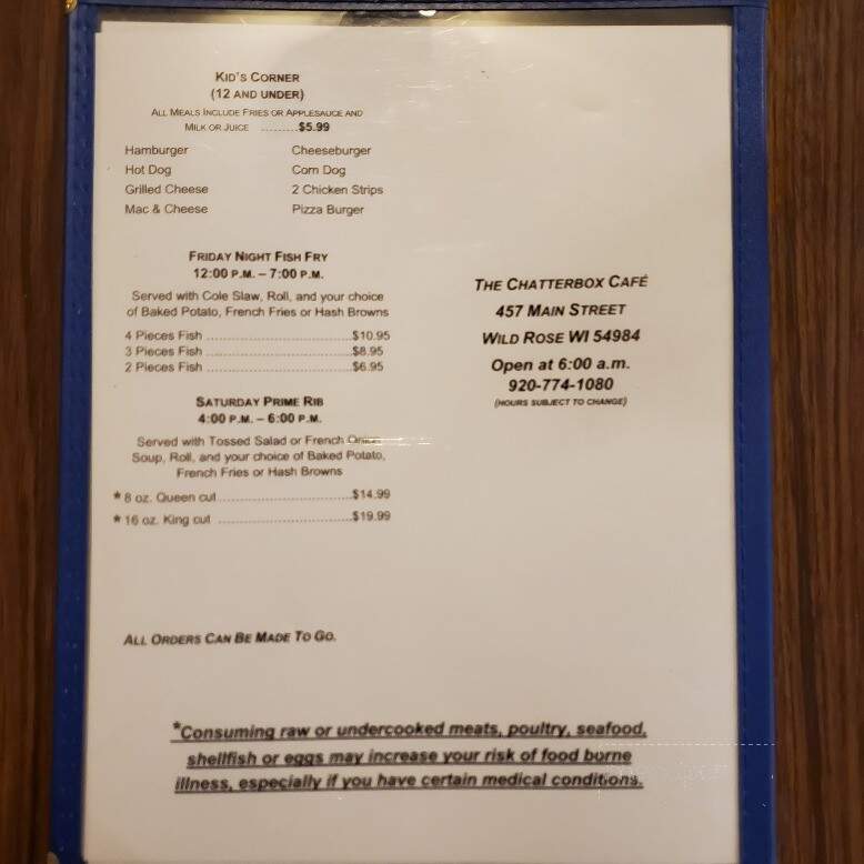 Chatter Box - Wild Rose, WI menu_pic