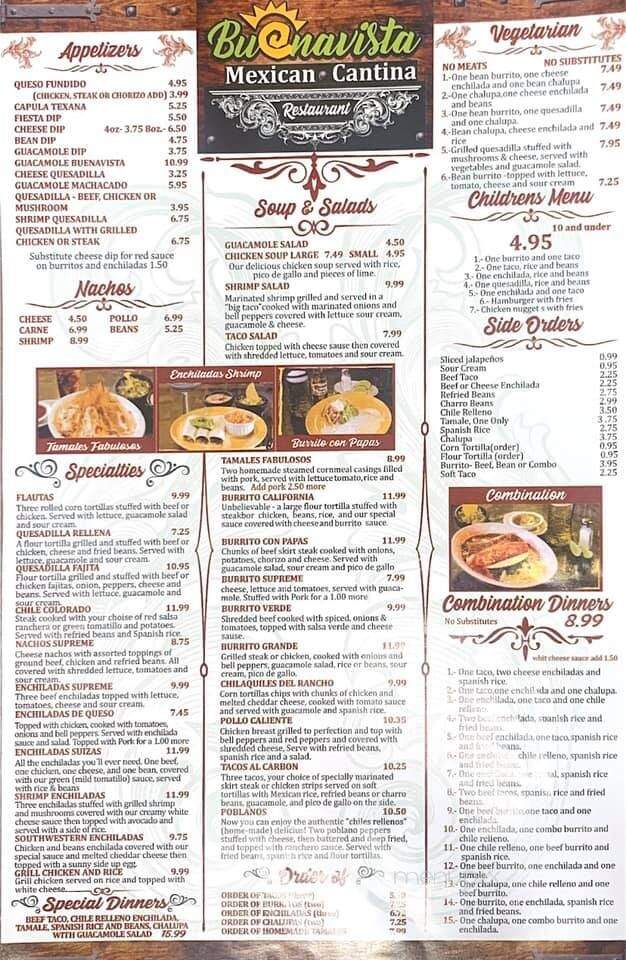 Buenavista Mexican Restaurant - Cullman, AL menu_pic