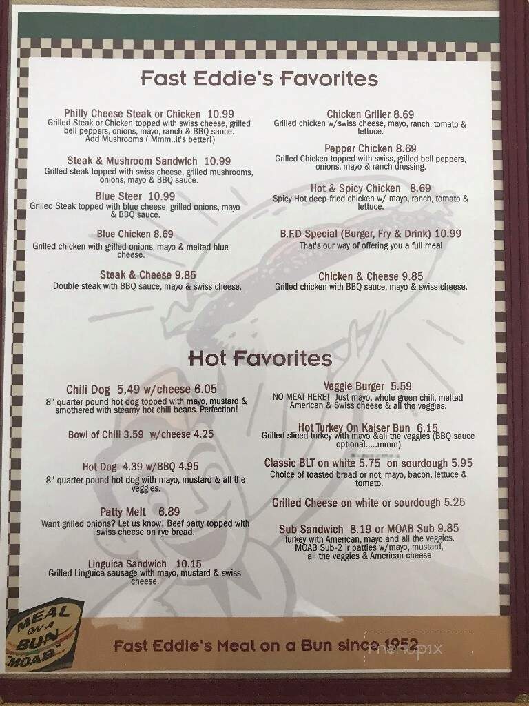 Fast Eddie's Moab Meal On Bun - Modesto, CA menu_pic