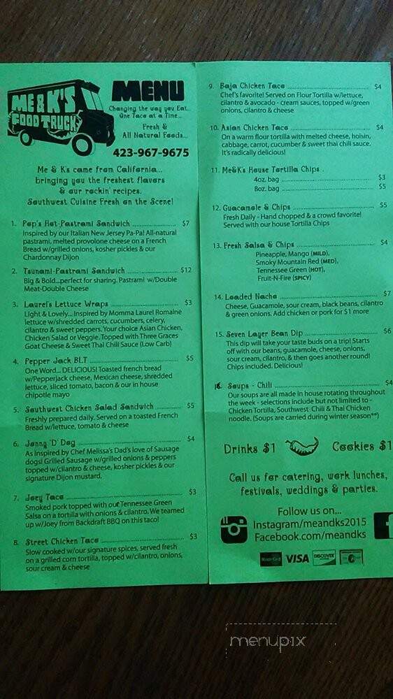 Me&K's Food Truck - Johnson City, TN menu_pic