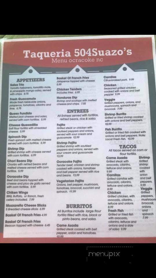 Taqueria 504Suazo's - Ocracoke, NC menu_pic