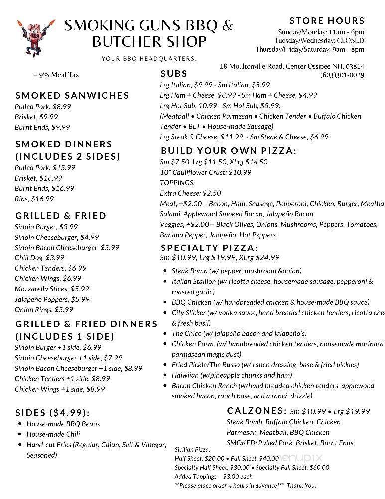 Smoking Guns BBQ - Ossipee, NH menu_pic
