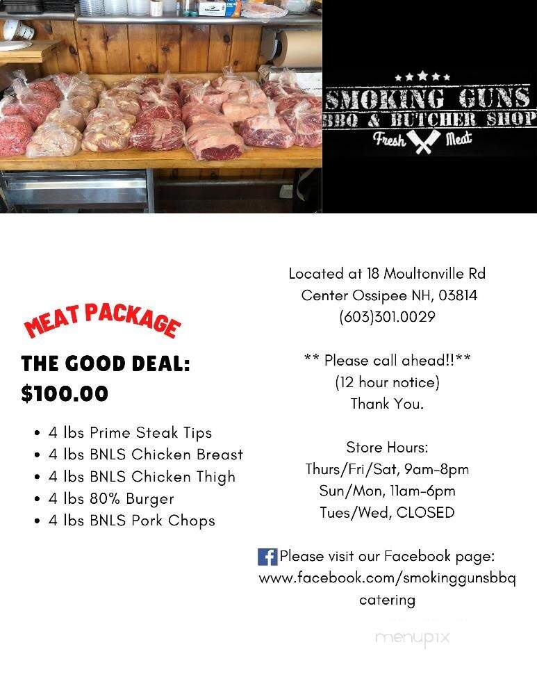 Smoking Guns BBQ - Ossipee, NH menu_pic
