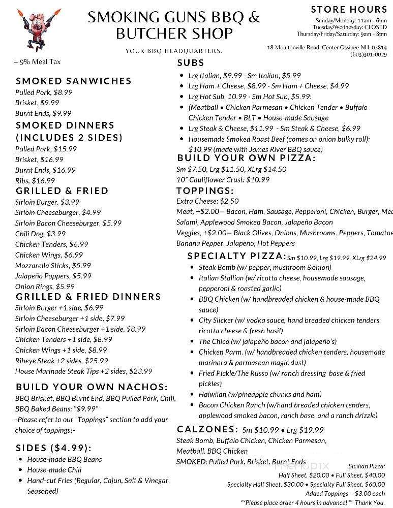 Smoking Guns BBQ - Ossipee, NH menu_pic