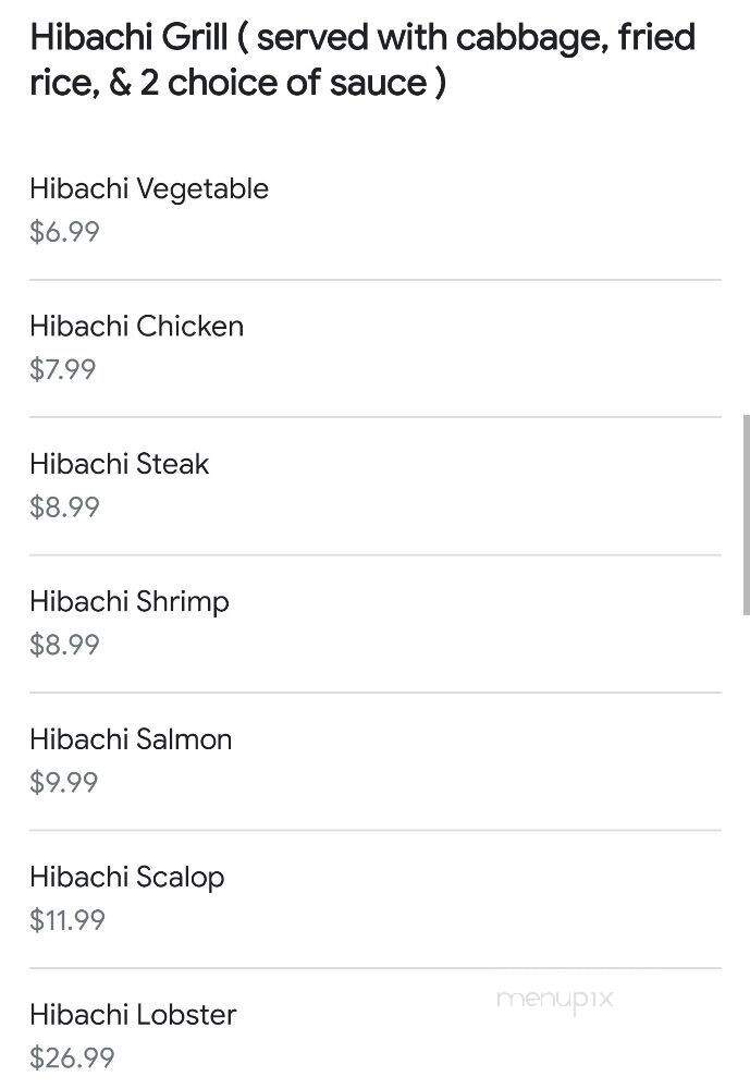 Mr. Hibachi - Columbus, OH menu_pic