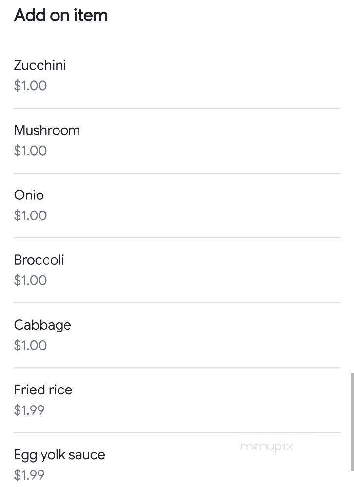 Mr. Hibachi - Columbus, OH menu_pic