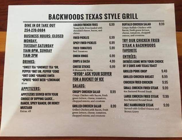 Backwoods Texas Style Grill - Cross Plains, TX
