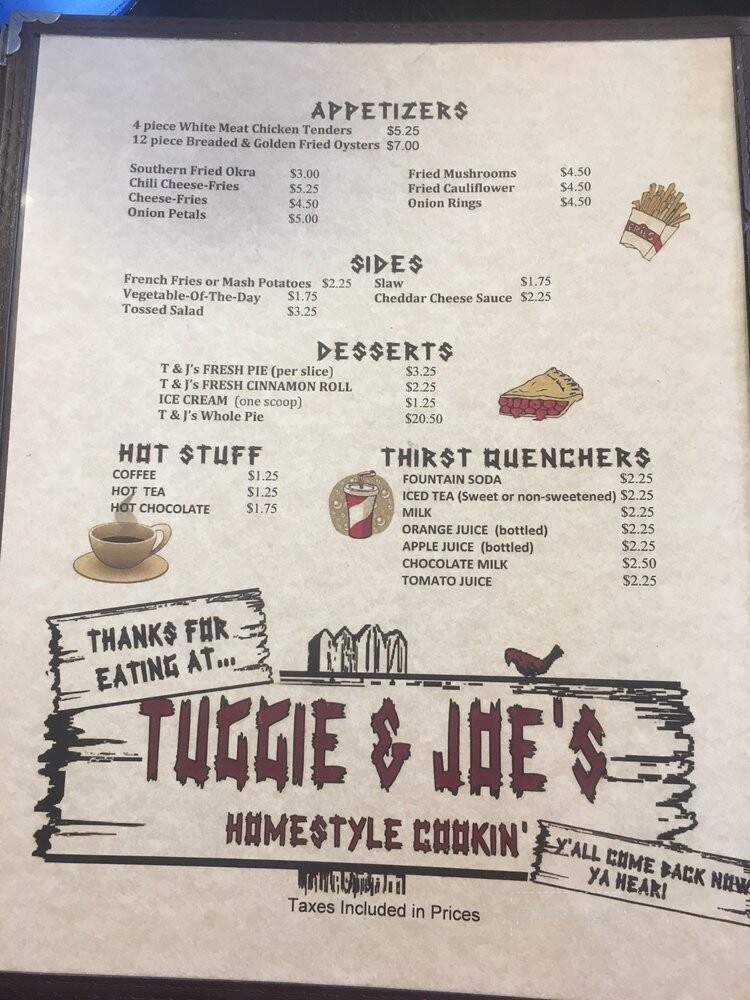 Tuggie & Joe's Cafe - Belle, MO menu_pic