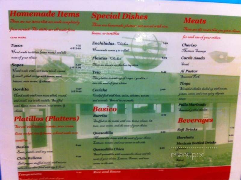 La Cabana De Raya - Astoria, OR menu_pic