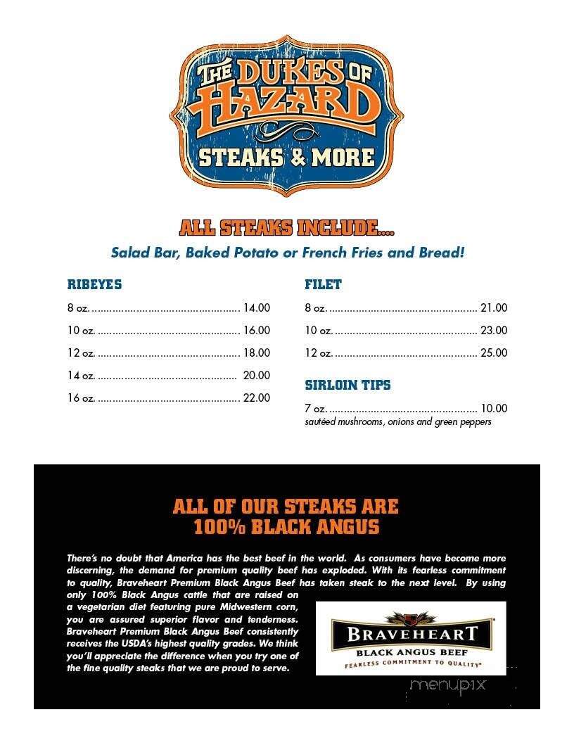 Dukes of Hazzard - Hazard, KY menu_pic