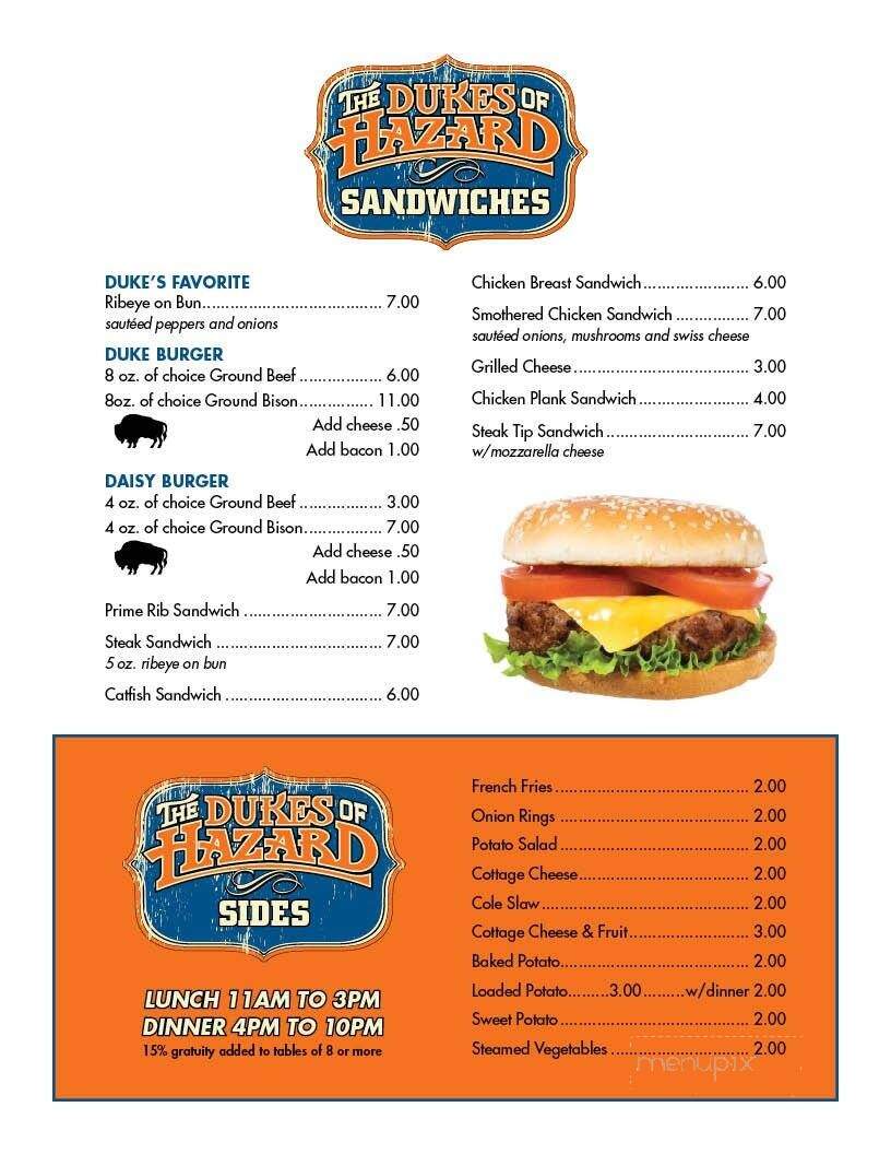 Dukes of Hazzard - Hazard, KY menu_pic