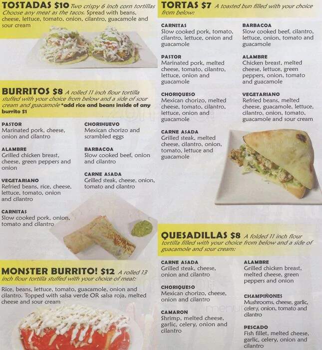 Taqueria Playa Tropical - New Westminster, BC menu_pic