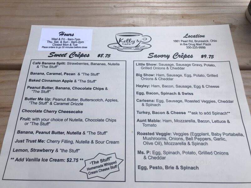 Kelly's Cafe - Brunswick, OH menu_pic
