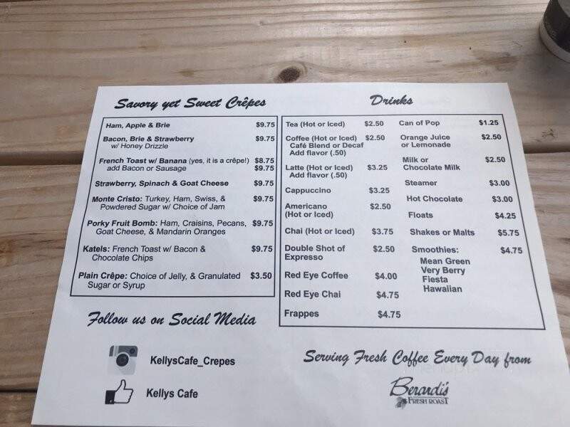Kelly's Cafe - Brunswick, OH menu_pic
