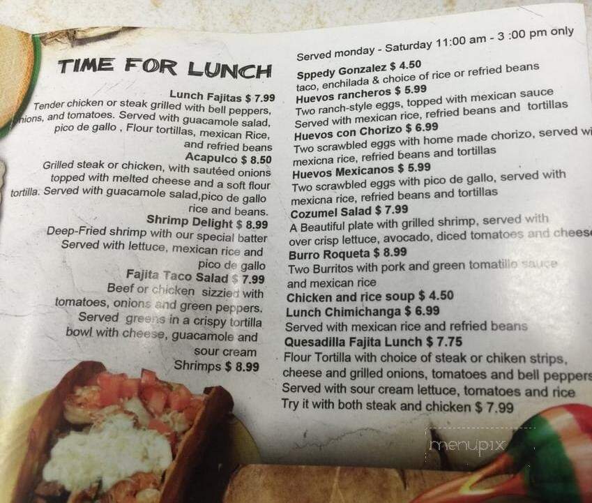 El Cazador Mexican Restaurant - Cambridge City, IN menu_pic