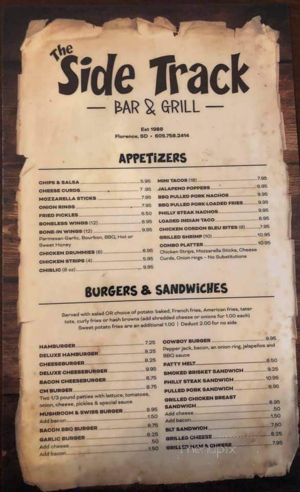 Side Track Lounge - Florence, SD menu_pic