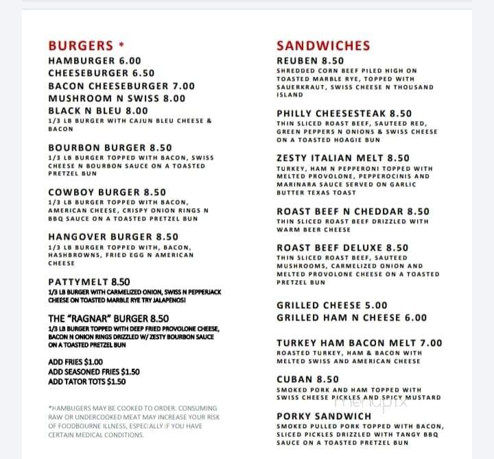 Lefty's Bar - Staples, MN menu_pic