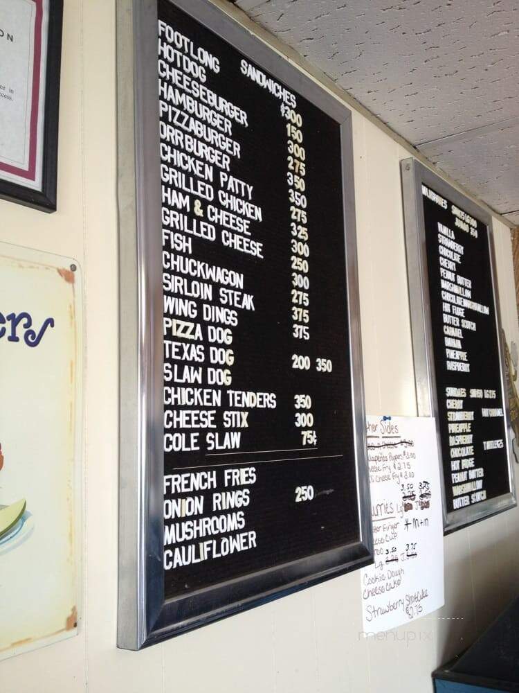 Orr's Drive In - Byesville, OH menu_pic