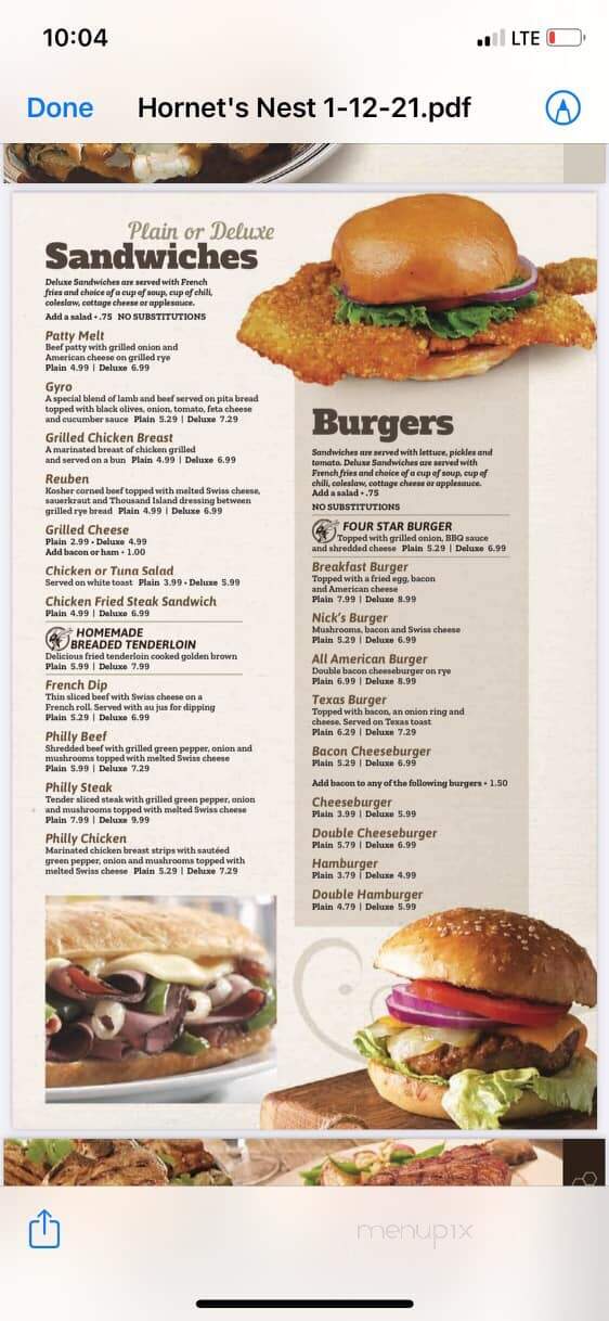 The Hornet's Nest - Heyworth, IL menu_pic