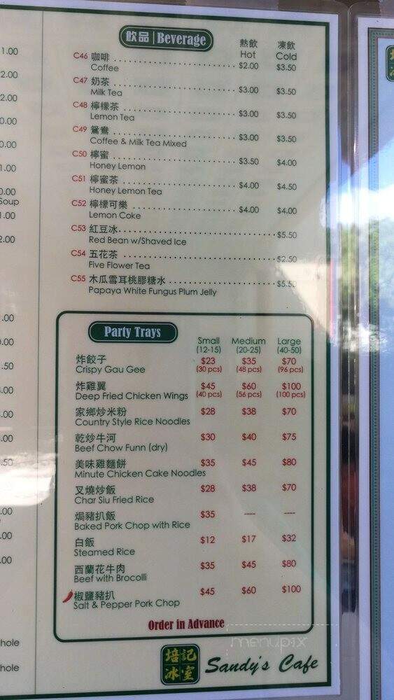 Sandy's Cafe - Honolulu, HI menu_pic