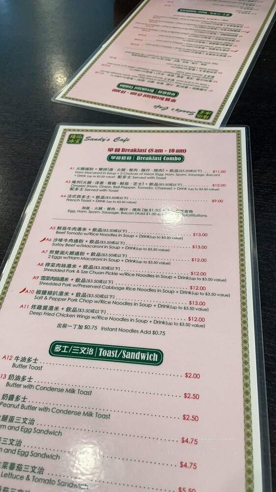 Sandy's Cafe - Honolulu, HI menu_pic