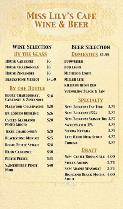 Miss Lily's Cafe & Catering - Townsend, TN menu_pic