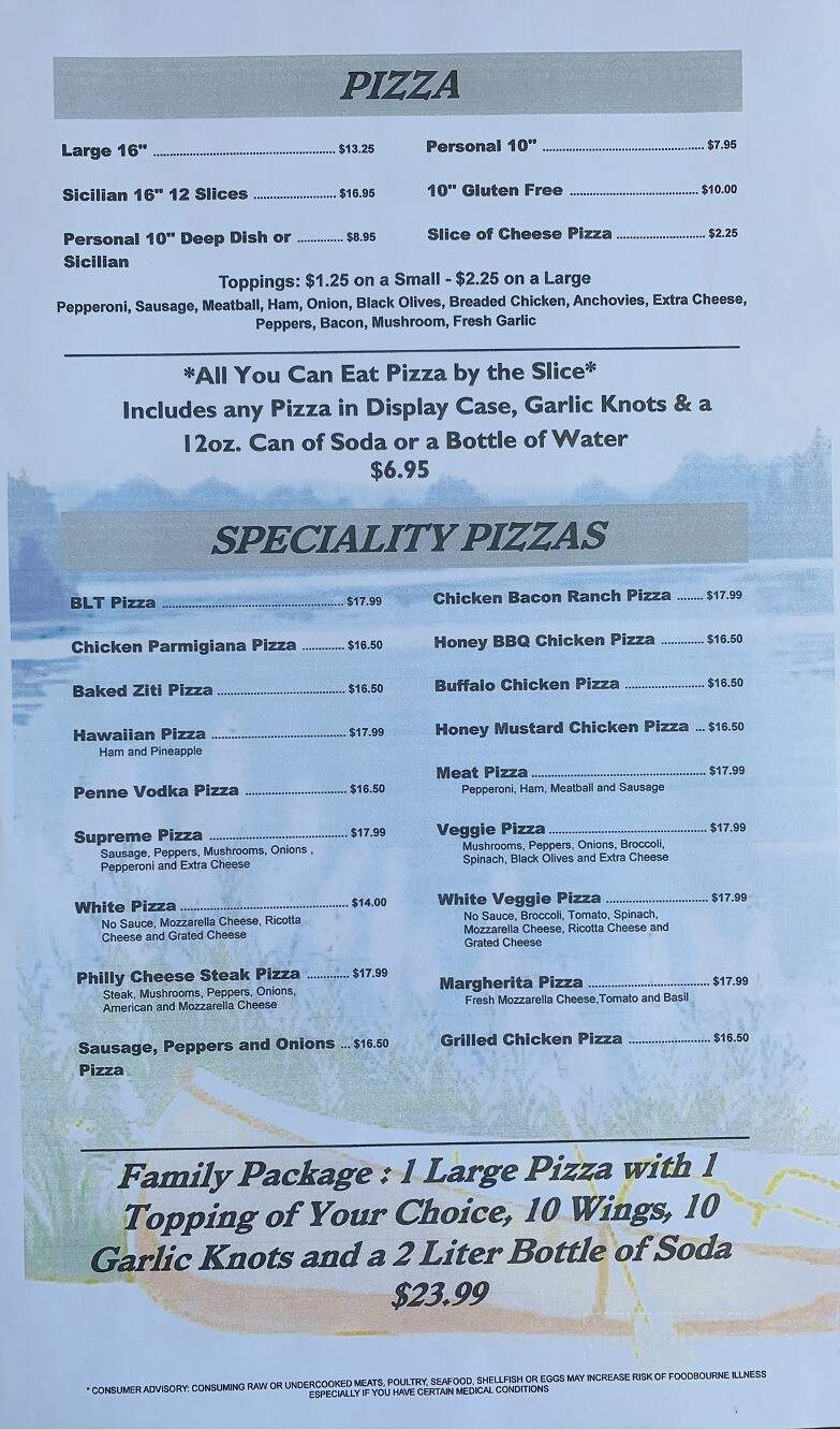 Jimmy's Lakeside Pizza - Milford, PA menu_pic