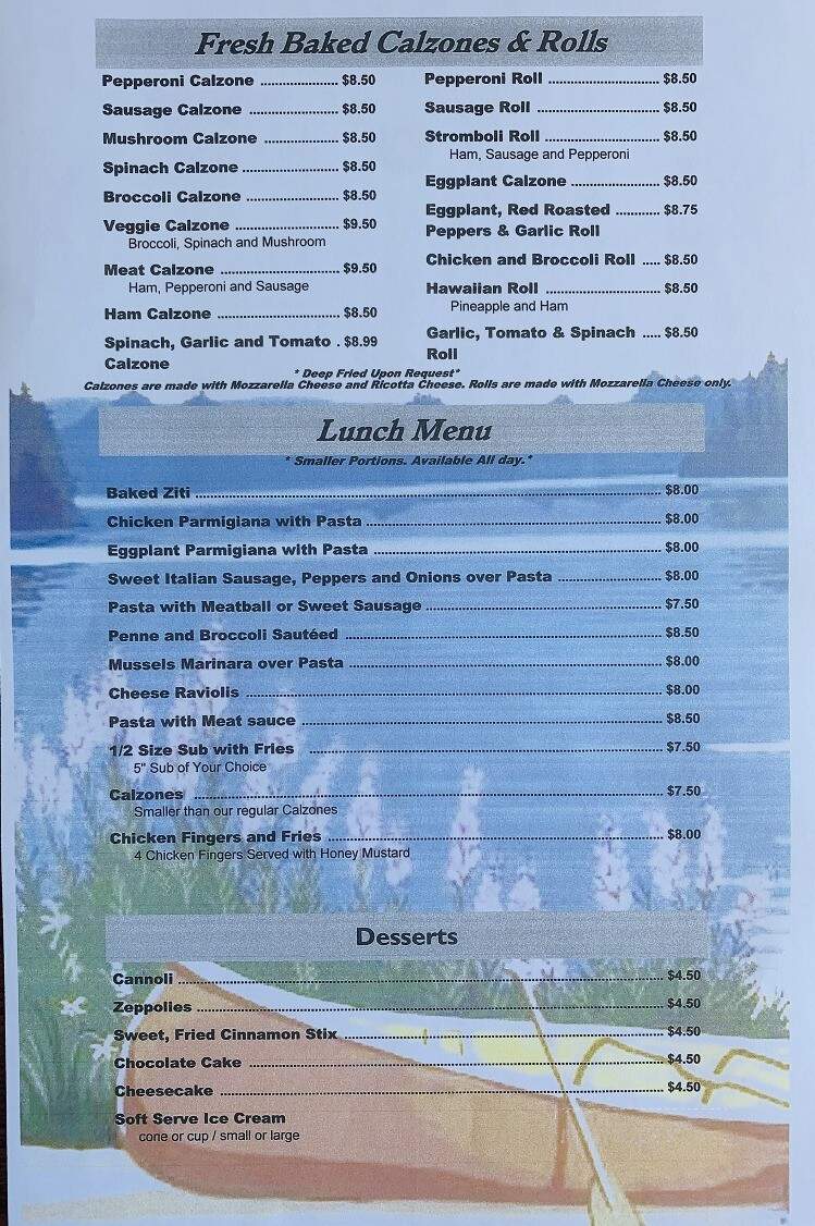 Jimmy's Lakeside Pizza - Milford, PA menu_pic