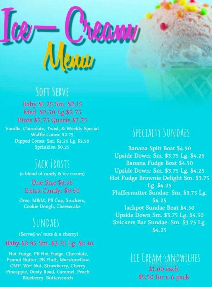Jack's Drive-In Twin Serve - Mifflin, PA menu_pic