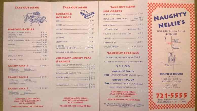 Naughty Nellie's Not Just Fish & Chips - Saanich, BC menu_pic