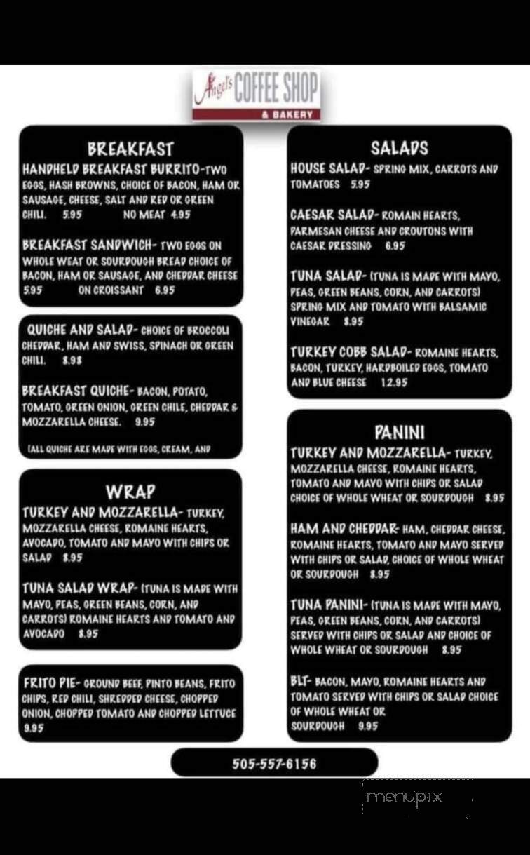 Angel's Coffee Shop - Santa Fe, NM menu_pic