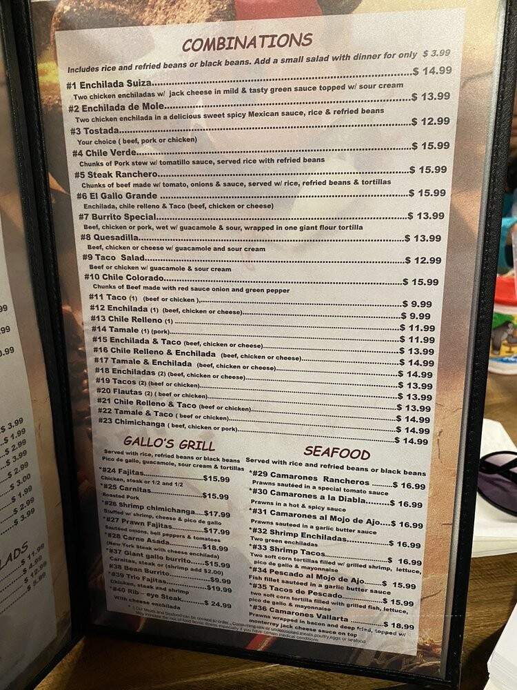 El Gallo Restaurant - Rancho Murieta, CA menu_pic