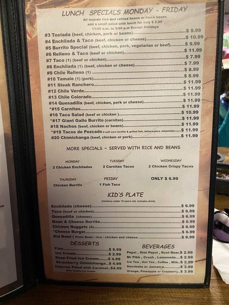 El Gallo Restaurant - Rancho Murieta, CA menu_pic